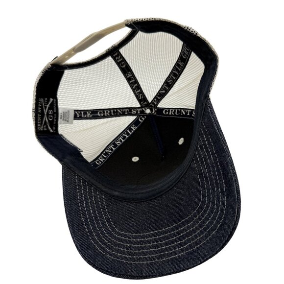 GRUNT STYLE Betsy Ross Faux Leather Patch Denim & Mesh Trucker Hat / Cap America - Picture 6 of 11
